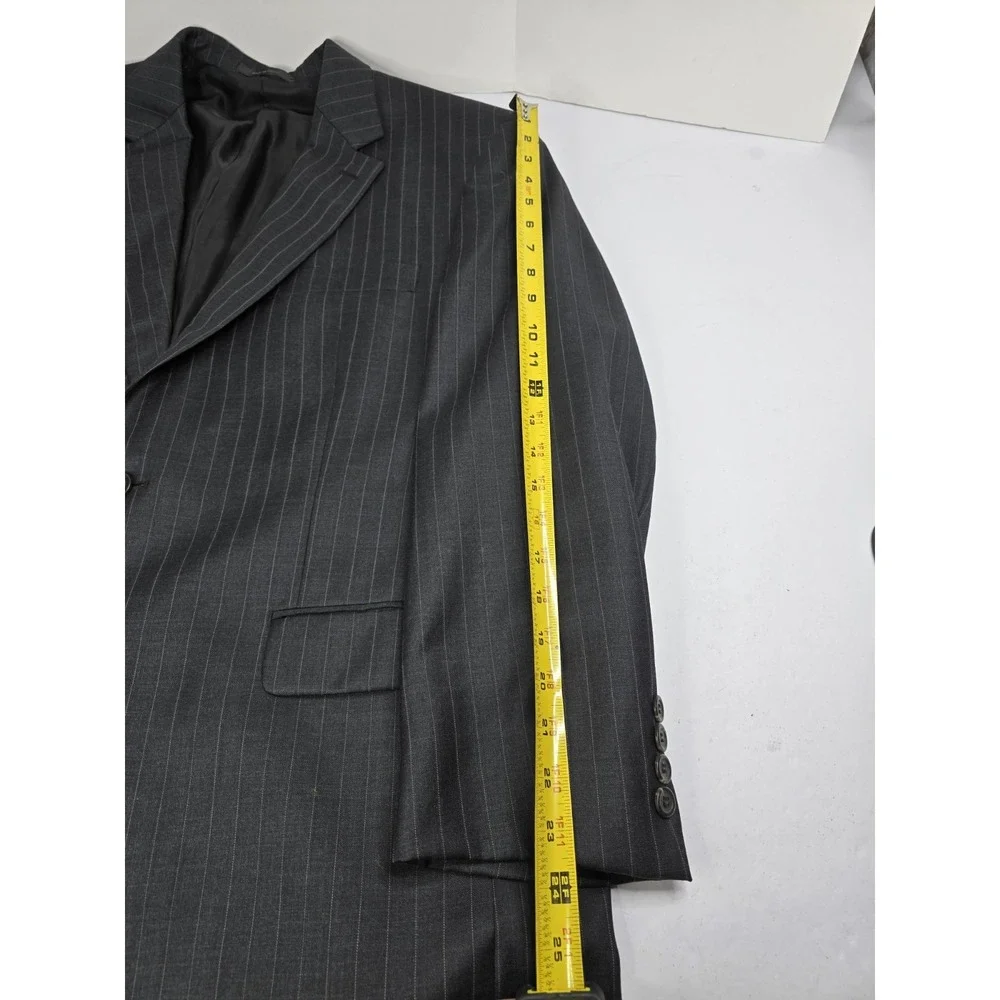 Lauren Ralph Lauren Mens Classic Fit Wool Sport Coat Blazer Black 44R Pin Stripe
